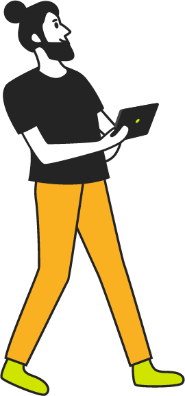 Mann mit Tablet
