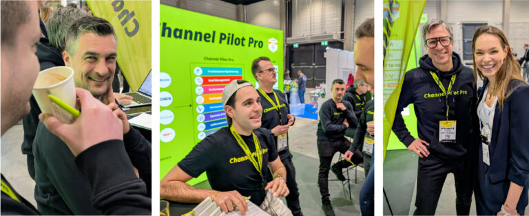 Team von ChannelPilot Solutions im Gespräch mit Besuchern auf der E-Commerce Berlin Expo 2026