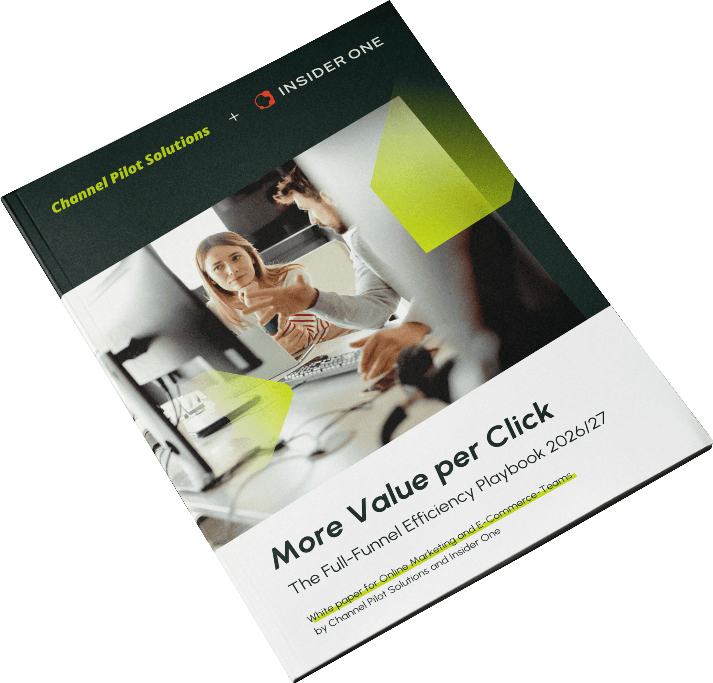 Exemplaire d'impression du livre blanc ' More Value per Click ' de Channel Pilot Solutions.